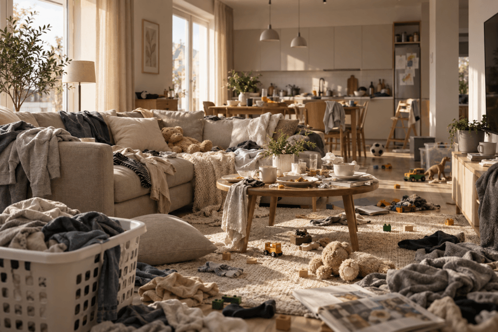 Home Kodin Pelastus -palvelu ennen ja jälkeen siivouksen.